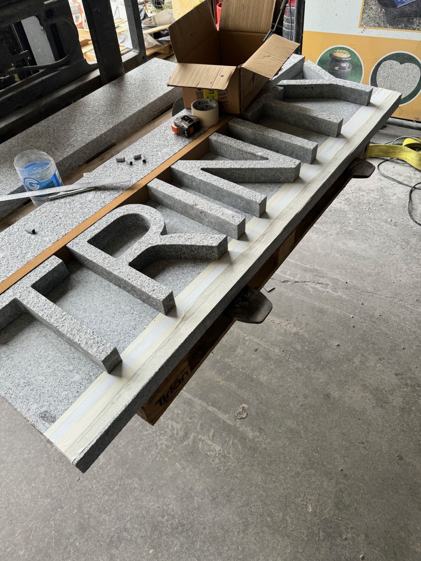 Granite stone letters machined using CNC technology