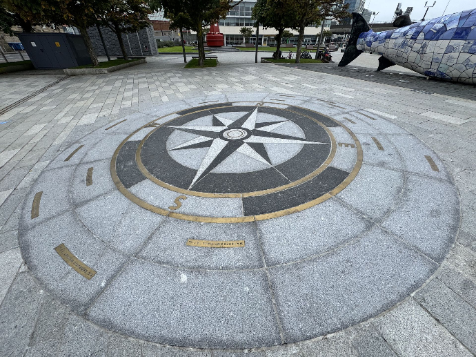 Brass inlaid on granite