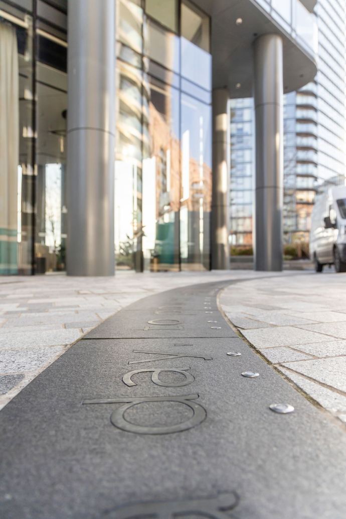 Brass inlaid in granite