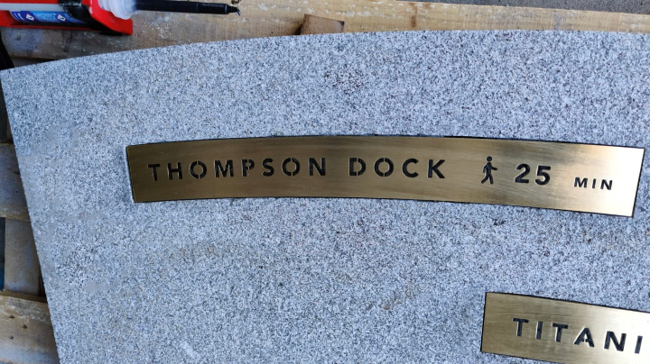 Brass inlaid in granite