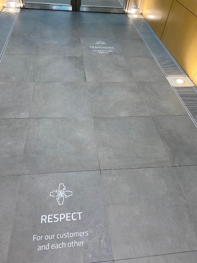 Engraved floor tiles