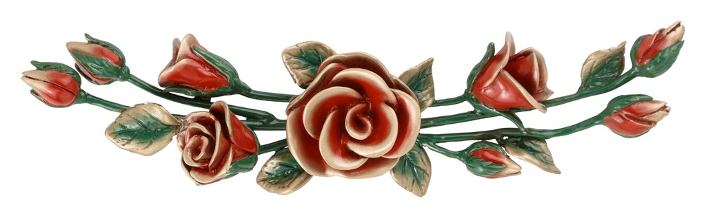 Bronze roses, red and decorated.
